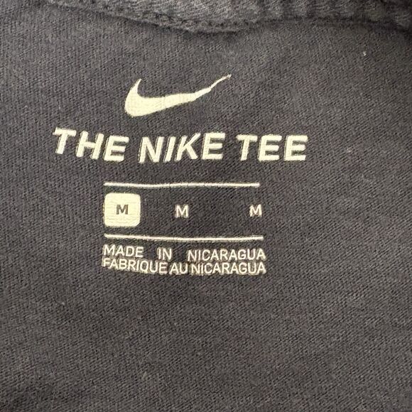 NIKE Just Do It Swoosh Men's T Shirt Size Medium Big Front Logo Print Blue - Picture 4 of 5